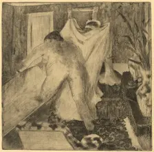 Leaving the Bath (La sortie du bain), c. 1879/1880. Creator: Edgar Degas