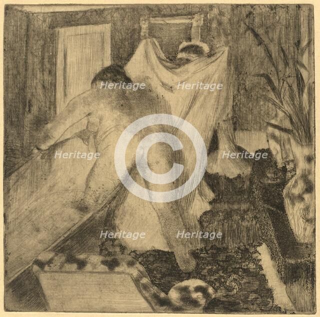 Leaving the Bath (La sortie du bain), c. 1879/1880. Creator: Edgar Degas.