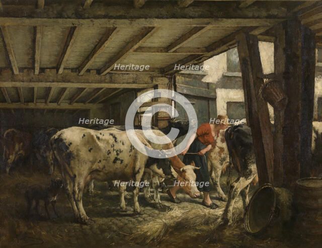 Leaving the Stable, c1860-1900. Creator: Jan Stobbaerts.