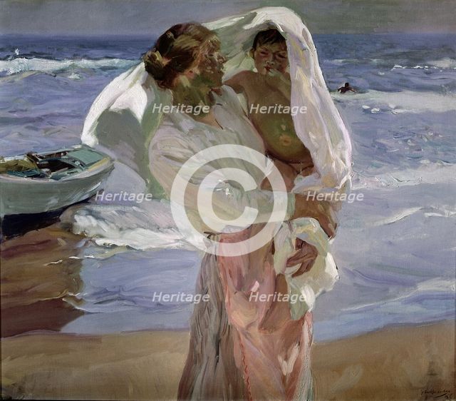  'Leaving the swim', Oil, 1915 by Joaquin Sorolla.