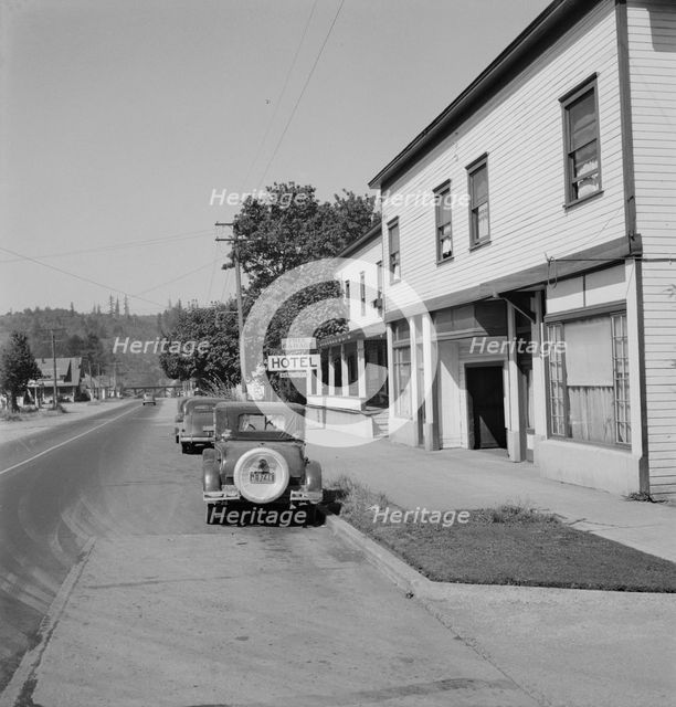 Leaving town on U.S. 99, Tenino, Thurston County, Western Washington, 1939. Creator: Dorothea Lange.
