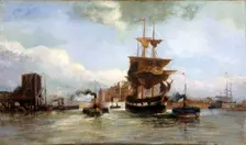 Leaving West Bute dock, Cardiff 1900. Creator: Richard Short