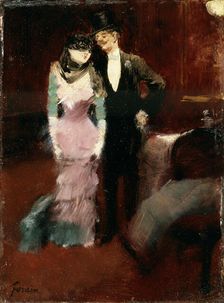 Leaving a Masquerade Ball at the Paris Opera late 19th or early 20th century. Artist: Jean Louis Forain