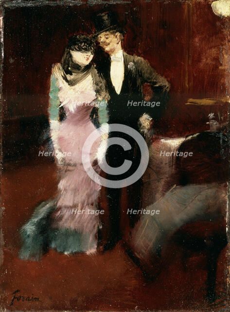 'Leaving a Masquerade Ball at the Paris Opera', late 19th or early 20th century.  Artist: Jean Louis Forain