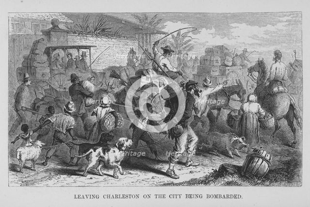 Leaving Charleston on the city being bombarded, 1866. Creator: Unknown.
