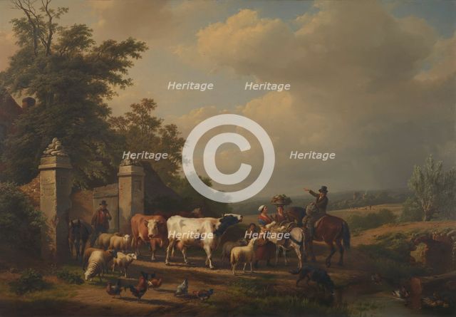 Leaving for the Market, 1854. Creator: Eugène Verboeckhoven.