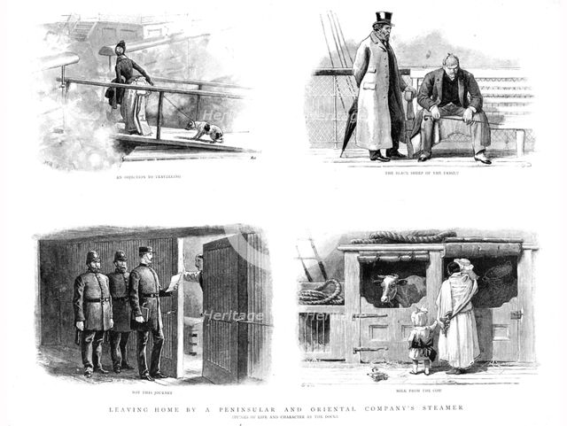''Leaving Home by a Peninsular and Oriental Company's Steamer; Studies of Life and...', 1890. Creator: Unknown.