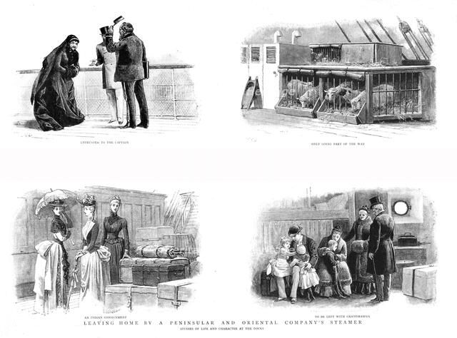 ''Leaving Home by a Peninsular and Oriental Company's Steamer; Studies of Life at the Docks', 1890. Creator: Unknown.