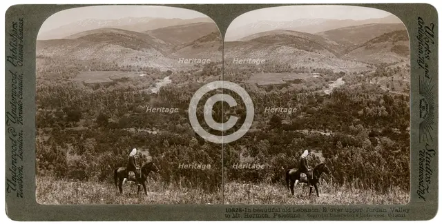 Lebanon, looking east over the upper Jordan Valley to Mount Hermon, 1900s.Artist: Underwood & Underwood