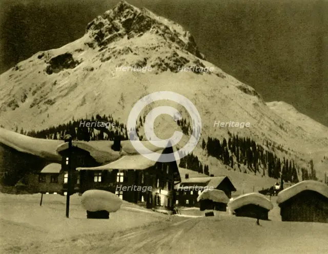 Lech am Arlberg at night, Austria, c1935.  Creator: Unknown.