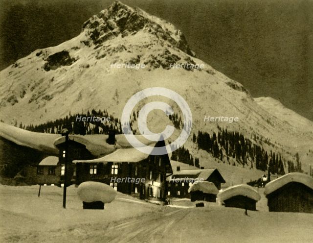 Lech am Arlberg at night, Austria, c1935.  Creator: Unknown.