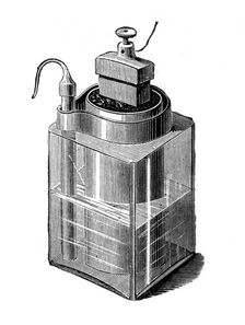 Leclanche wet cell, an early storage battery, 1896. Creator: Unknown
