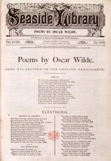 Lecture and poems by Oscar Wilde, 1882. Creator: Unknown
