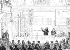 Lecture at the Charterhouse on Stephen Gray's discoveries in electricity, 1874. Creator: Unknown