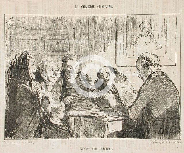 Lecture d'un testament, 1853. Creator: Honore Daumier.