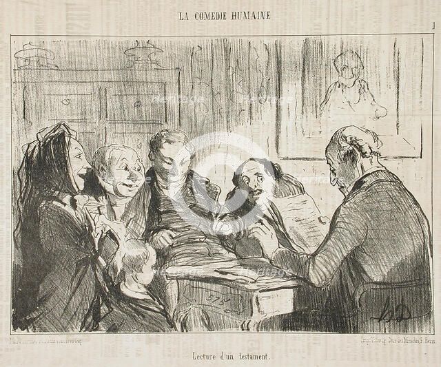 Lecture d'un testament, 1853. Creator: Honore Daumier.