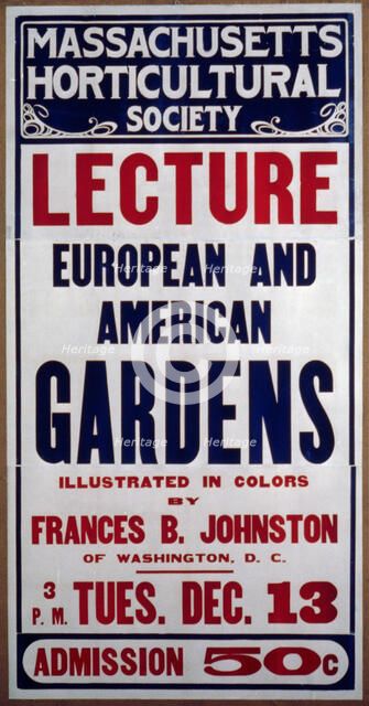 Lecture, European and American Gardens...by Frances Benjamin Johnston, (1927?). Creator: Frances Benjamin Johnston.