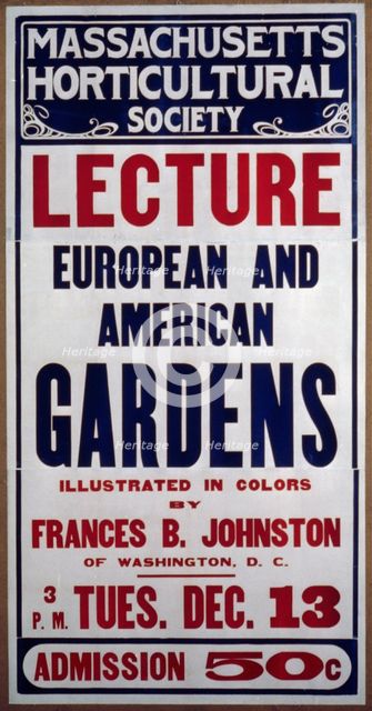 Lecture, European and American Gardens...by Frances Benjamin Johnston, (1927?). Creator: Frances Benjamin Johnston.