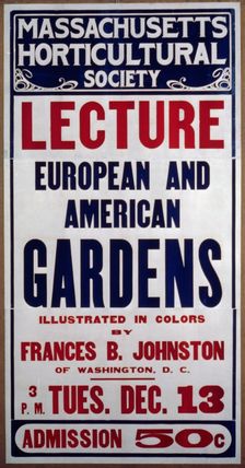 Lecture, European and American Gardens...by Frances Benjamin Johnston, (1927?). Creator: Frances Benjamin Johnston