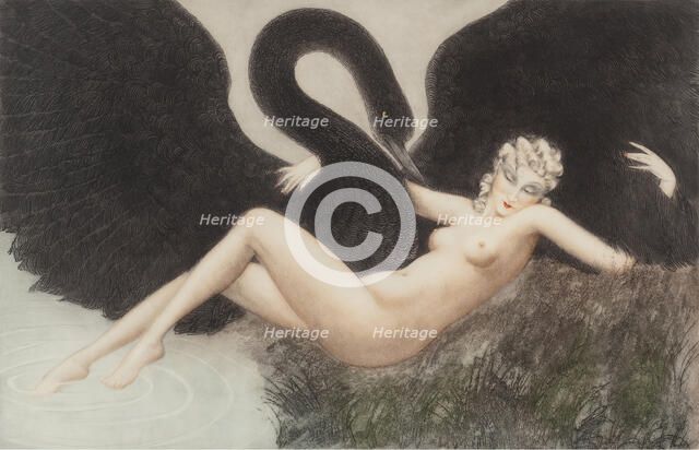 Leda and the Swan, 1934. Creator: Icart, Louis Justin Laurent (1888-1950).