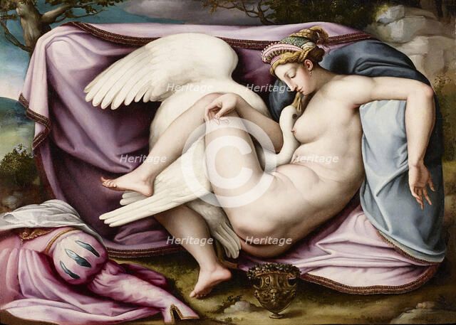 Leda and the Swan. Artist: Buonarroti, Michelangelo, (Copy) 