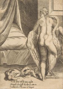 Leda and the Swan, from The Loves of the Gods 1531-76. Creator: Giulio Bonasone