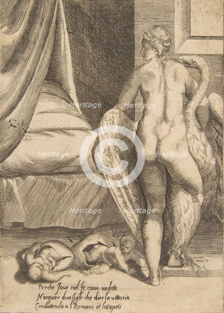 Leda and the Swan, from 'The Loves of the Gods', 1531-76. Creator: Giulio Bonasone.