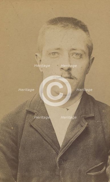 Lefrançois. Charles, Albert. 27 ans, né le 10/11/67 à Paris XXe. Horloger. Anarchiste. 2/7..., 1894. Creator: Alphonse Bertillon.