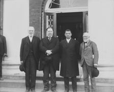 (Left to right) Robert C. Ogden, U.S. Secretary of War William Howard Taft, Booker T..., 1906. Creator: Frances Benjamin Johnston