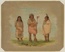 Left Hand with His Wife and Son, 1841. Creator: George Catlin