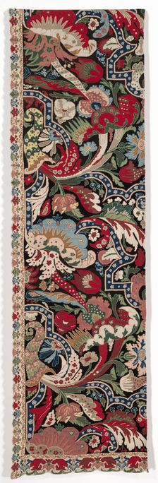 Left Half of a Pair of Needlework Bed Hangings in the Bizarre style, 1710-1720. Creator: Unknown