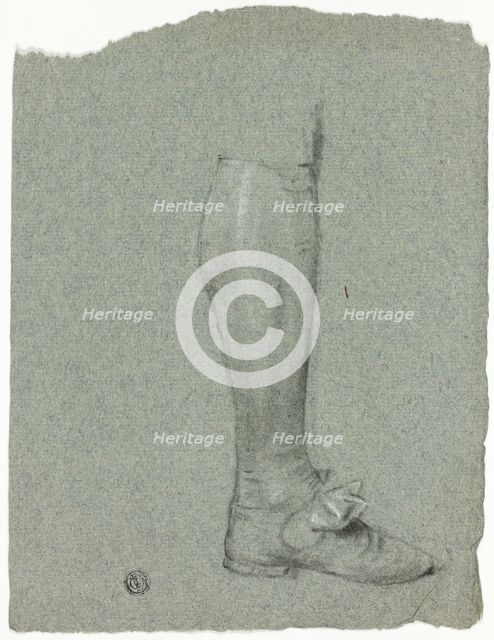 Leg of Standing Figure (recto); Sketch of Shoes (verso), n.d. Creator: John Downman.
