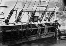 Leg irons etc. on SUCCESS, between c1910 and c1915. Creator: Bain News Service