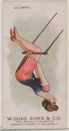 Leg Swing, from the Gymnastic Exercises series (N77) for Duke brand cigarettes, 1887., 1887. Creator: Unknown