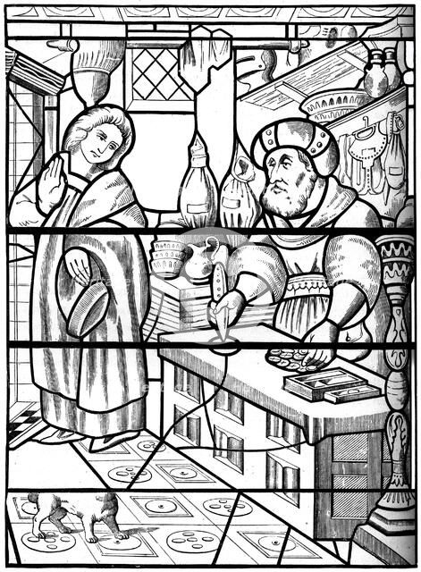 Legend of the Jew of Rue des Billettes, Paris, piercing holy wafer with his knife, 14th century, (18 Artist: Unknown