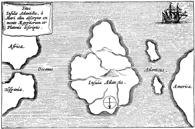 Legendary island of Atlantis. Artist: Unknown