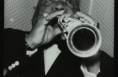 Legendary jazz clarinetist and saxophonist Sidney Bechet at Colston Hall, Bristol, 1956. Creator: Denis Williams.