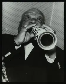 Legendary jazz clarinetist and saxophonist Sidney Bechet at Colston Hall, Bristol, 1956. Creator: Denis Williams