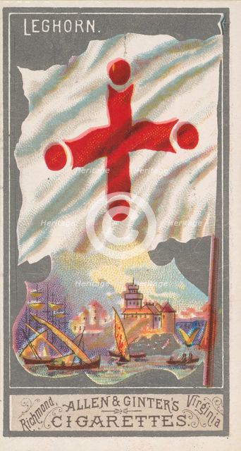 Leghorn, from the City Flags series (N6) for Allen & Ginter Cigarettes Brands, 1887. Creator: Allen & Ginter.