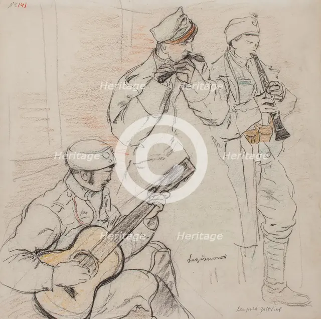 Legionnaires Playing, Dec 1915 - Feb 1916. Creator: Leopold Gottlieb.