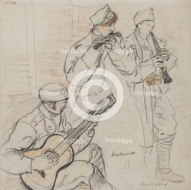 Legionnaires Playing, Dec 1915 - Feb 1916. Creator: Leopold Gottlieb.