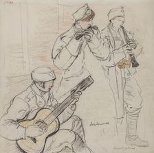 Legionnaires Playing, Dec 1915 - Feb 1916. Creator: Leopold Gottlieb