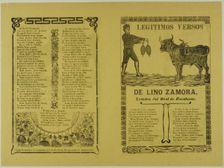Legitimos versos de Lino Zamora (Legitimate Verses of Lino Zamora), n.d. Creator: José Guadalupe Posada