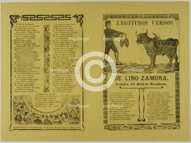 Legitimos versos de Lino Zamora (Legitimate Verses of Lino Zamora), n.d. Creator: José Guadalupe Posada.