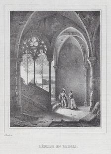 L'Eglise en Ruines, ca. 1834. Creator: Anon