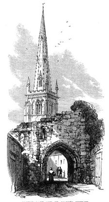 Leicester: Castle Gate and St. Mary's Church, 1868. Creator: Unknown