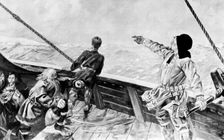 Leif Ericson Discovering America (20th century).Artist: Per Krohg