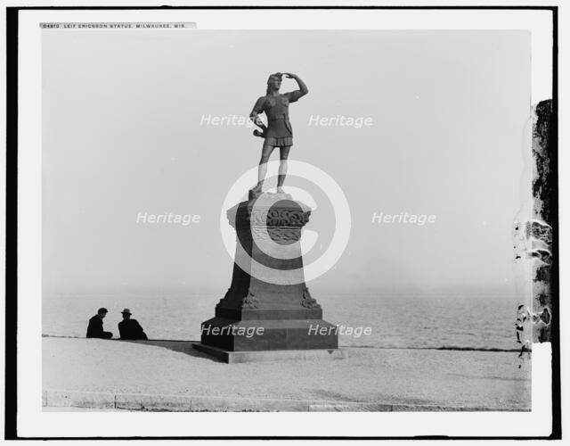 Leif Ericsson [sic] statue, Milwaukee, Wis., between 1880 and 1899. Creator: Unknown.