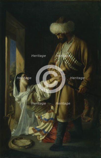 Leila and Khadji Abrek (After the poem by M. Lermontov), 1852. Artist: Ge, Nikolai Nikolayevich (1831-1894)