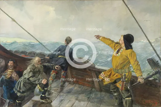 Leiv Eiriksson discovering America, 1893. Creator: Christian Krohg.